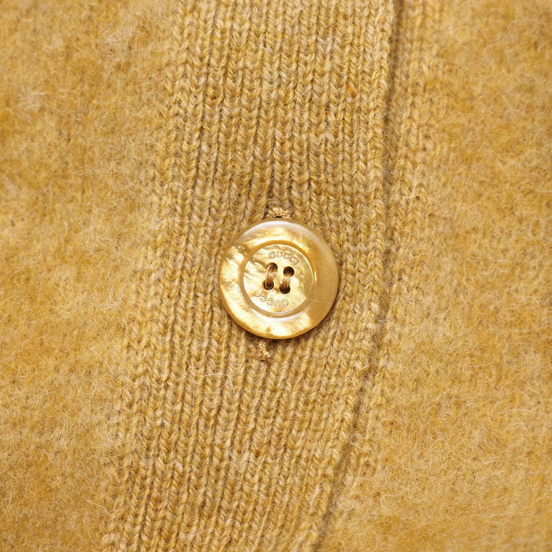 GUCCI cardigan 635162 wool mustard With Brooch Oversize Women M (170/92Y) Used Authentic