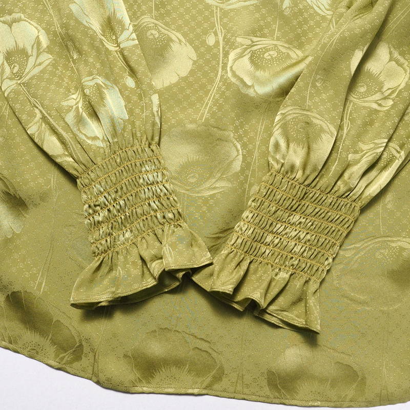 GUCCI blouse 592453 silk green Women 42 Used Authentic