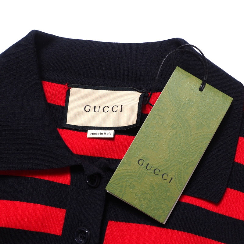 GUCCI one piece 657895 cotton Navy / Red Women M Used Authentic