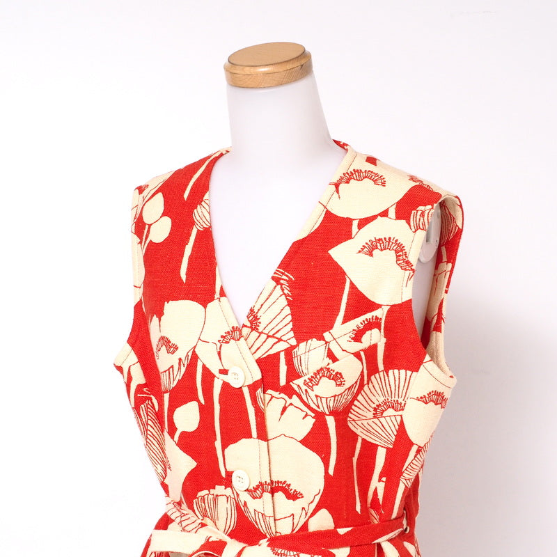 GUCCI Vest 652265 silk Red / beige Women 38 Used Authentic