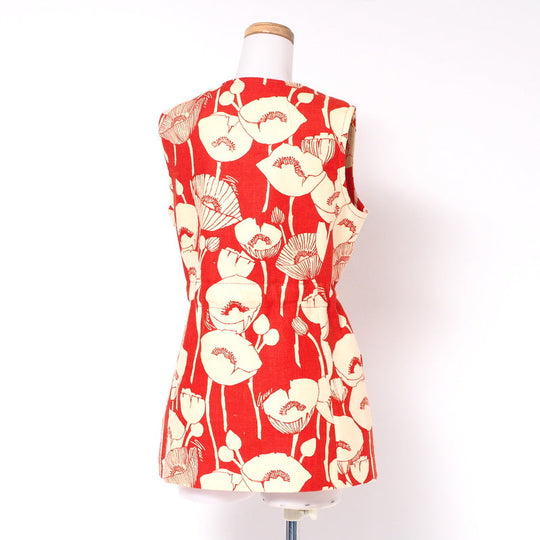 GUCCI Vest 652265 silk Red / beige Women 38 Used Authentic