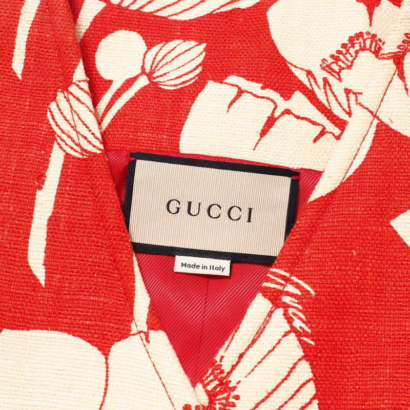 GUCCI Vest 652265 silk Red / beige Women 38 Used Authentic