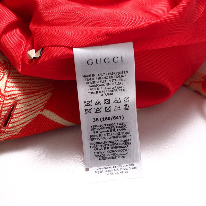 GUCCI Vest 652265 silk Red / beige Women 38 Used Authentic