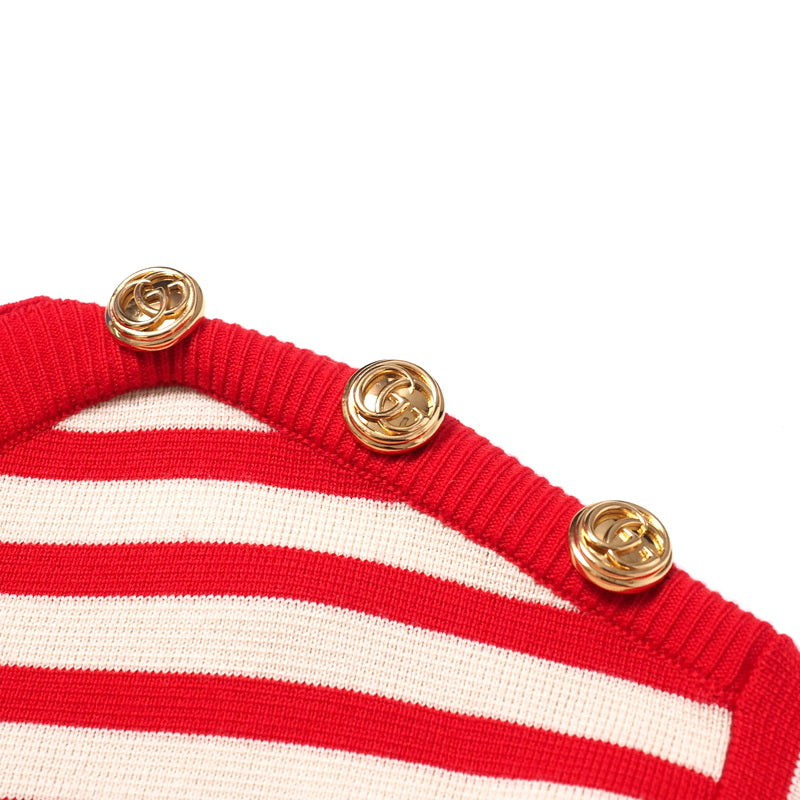 GUCCI sweater 572594 knit Beige / red Women M Used Authentic