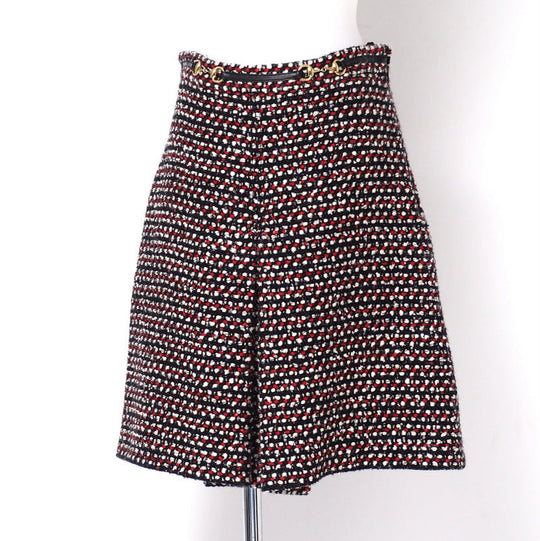 GUCCI skirt 543438 tweed Red x Navy x Black x White Women 42 Used Authentic