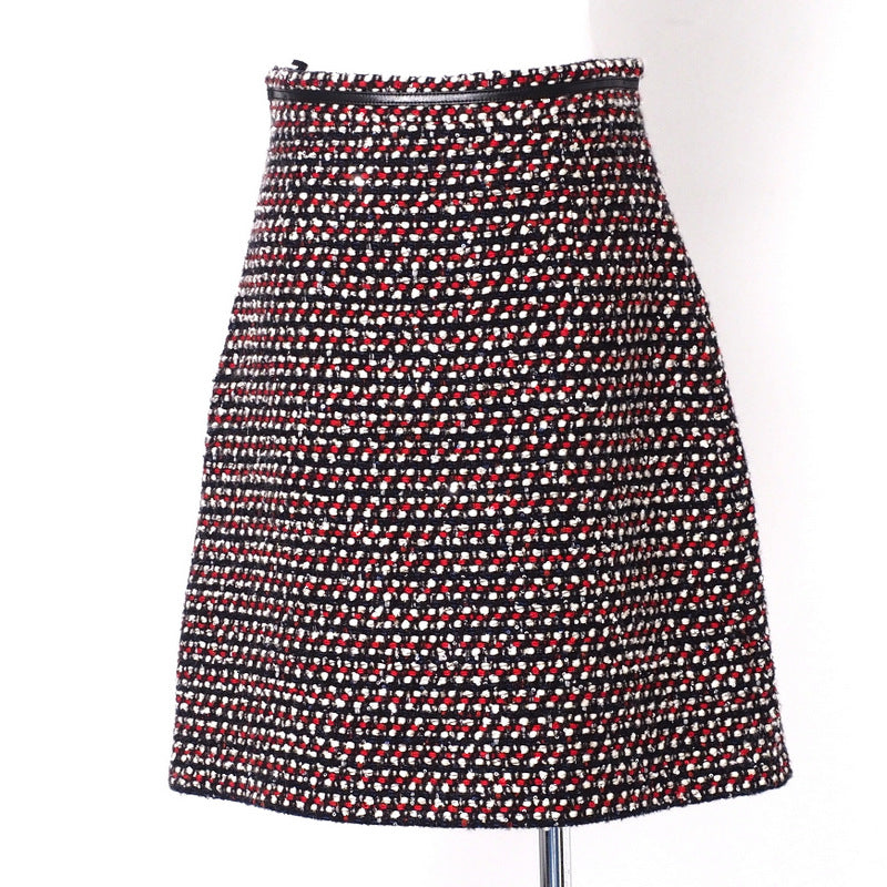 GUCCI skirt 543438 tweed Red x Navy x Black x White Women 42 Used Authentic