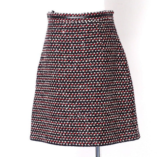 GUCCI skirt 543438 tweed Red x Navy x Black x White Women 42 Used Authentic