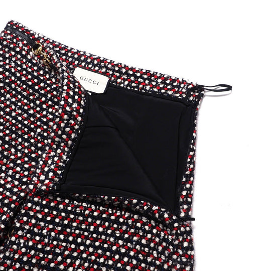GUCCI skirt 543438 tweed Red x Navy x Black x White Women 42 Used Authentic