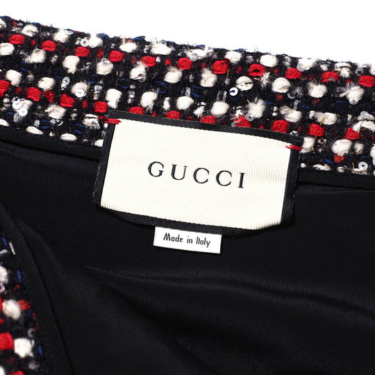 GUCCI skirt 543438 tweed Red x Navy x Black x White Women 42 Used Authentic