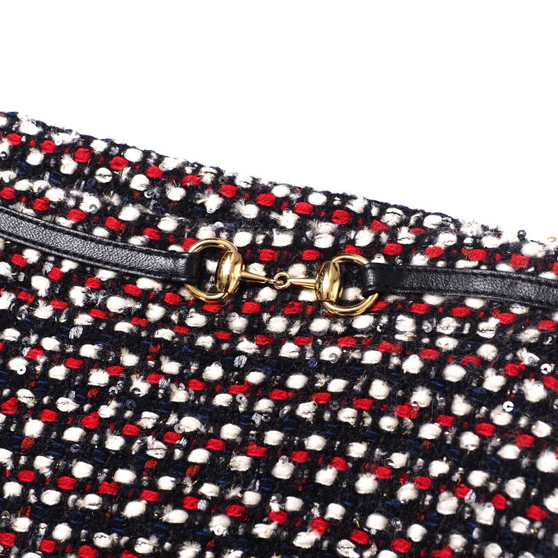 GUCCI skirt 543438 tweed Red x Navy x Black x White Women 42 Used Authentic