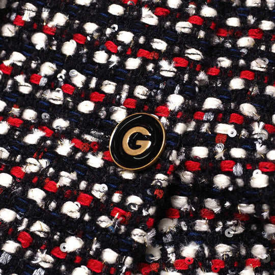 GUCCI skirt 543438 tweed Red x Navy x Black x White Women 42 Used Authentic