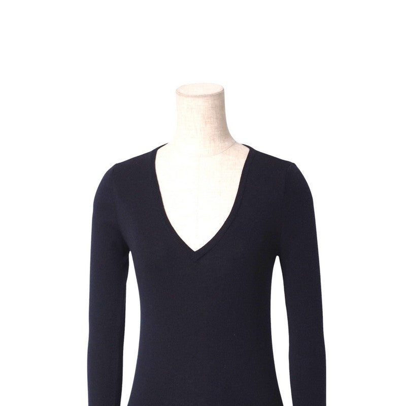 PRADA sweater P24621 1AGE knit Navy Women 40 Used Authentic