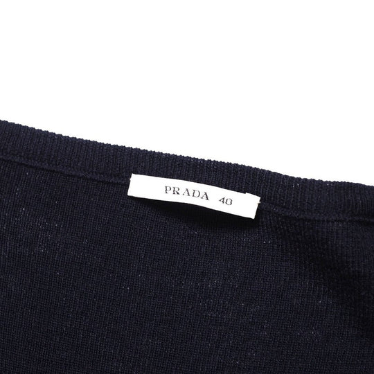PRADA sweater P24621 1AGE knit Navy Women 40 Used Authentic