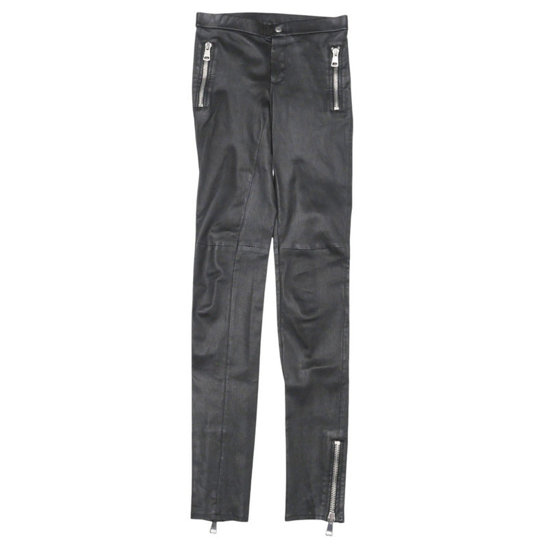 GUCCI skinny pants 360417 lambskin black Women 36 Used Authentic