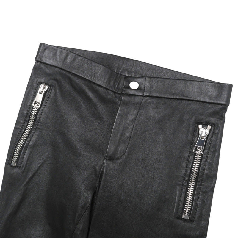 GUCCI skinny pants 360417 lambskin black Women 36 Used Authentic