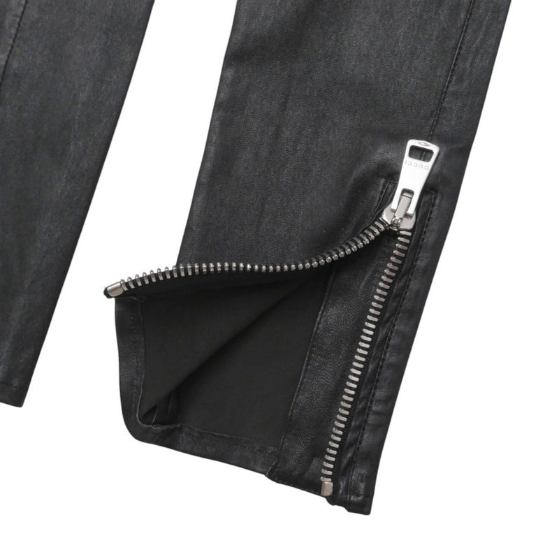 GUCCI skinny pants 360417 lambskin black Women 36 Used Authentic