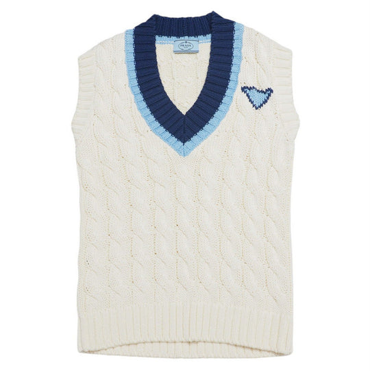 PRADA Vest P29837 cotton 100% White / blue Women 36 Used Authentic
