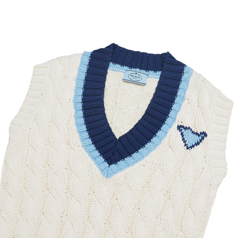 PRADA Vest P29837 cotton 100% White / blue Women 36 Used Authentic