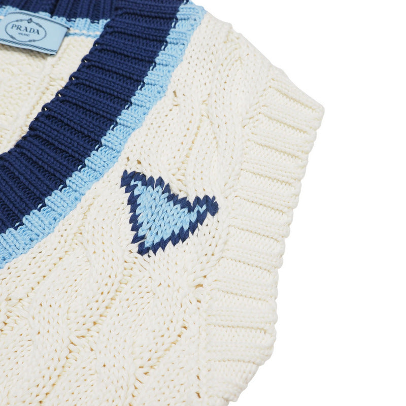 PRADA Vest P29837 cotton 100% White / blue Women 36 Used Authentic