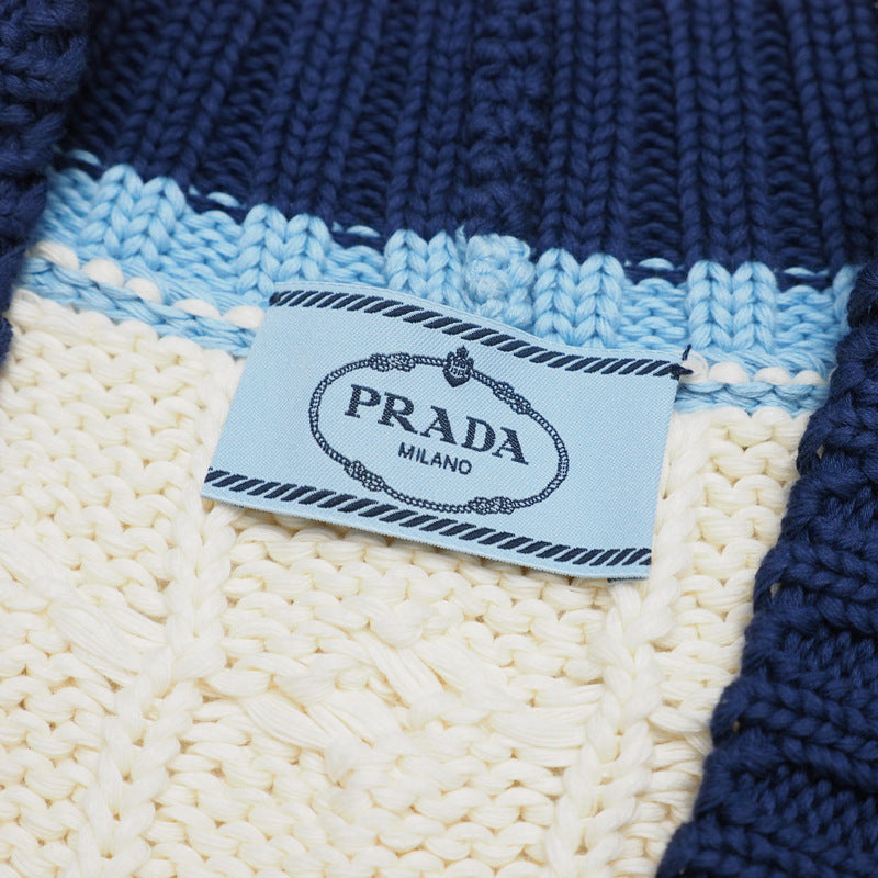 PRADA Vest P29837 cotton 100% White / blue Women 36 Used Authentic