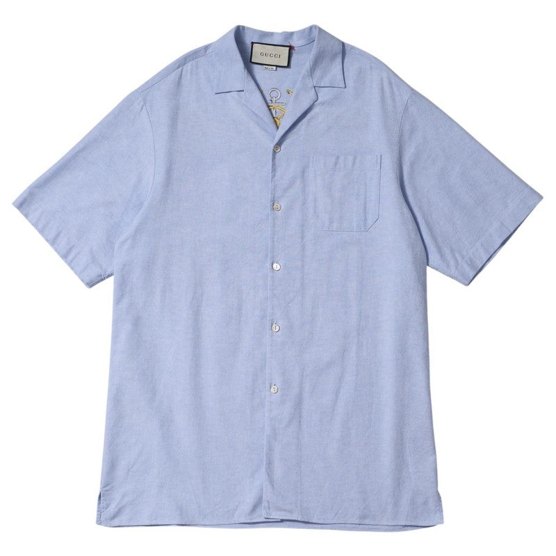 GUCCI Short sleeve shirt 604109 cotton blue mens 46 Used Authentic