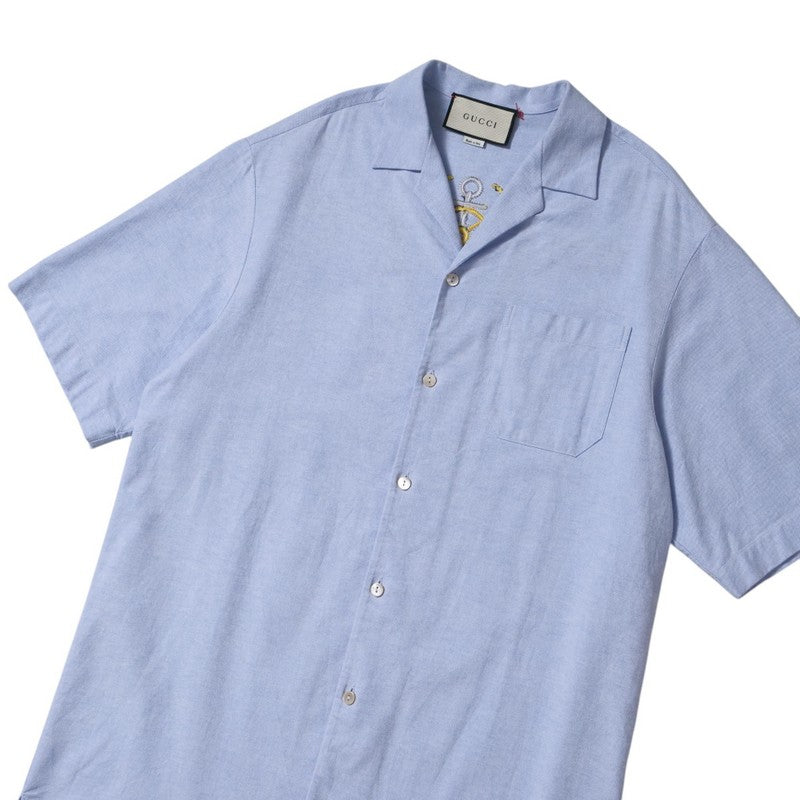 GUCCI Short sleeve shirt 604109 cotton blue mens 46 Used Authentic