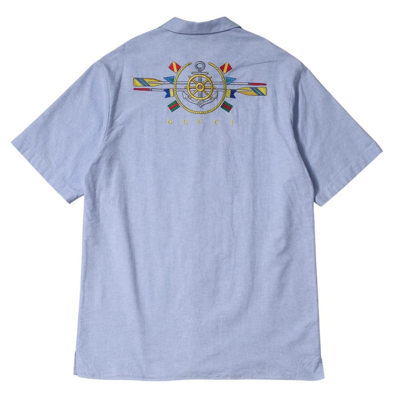 GUCCI Short sleeve shirt 604109 cotton blue mens 46 Used Authentic