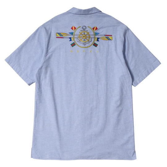 GUCCI Short sleeve shirt 604109 cotton blue mens 46 Used Authentic