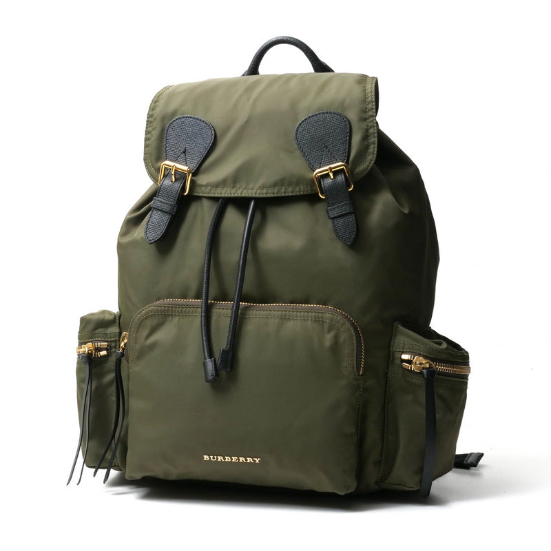 BURBERRY Backpack Nylon leather Khaki Women Used Authentic