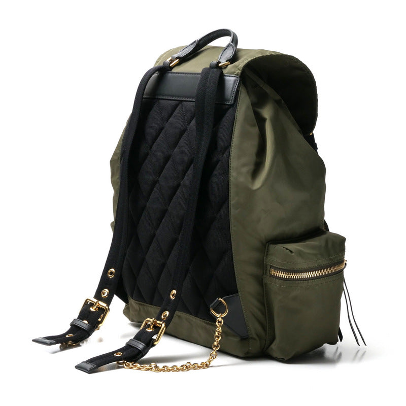 BURBERRY Backpack Nylon leather Khaki Women Used Authentic