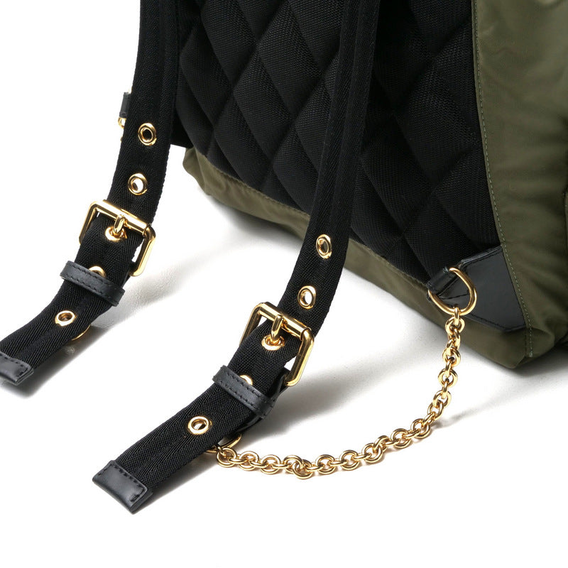 BURBERRY Backpack Nylon leather Khaki Women Used Authentic