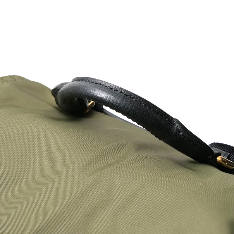 BURBERRY Backpack Nylon leather Khaki Women Used Authentic