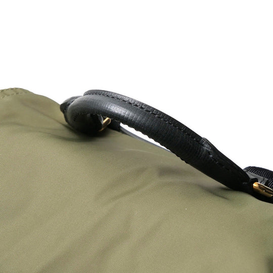 BURBERRY Backpack Nylon leather Khaki Women Used Authentic