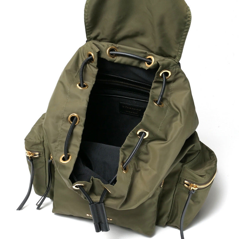 BURBERRY Backpack Nylon leather Khaki Women Used Authentic