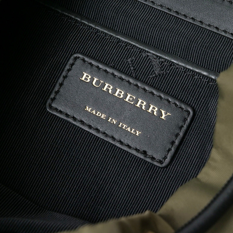 BURBERRY Backpack Nylon leather Khaki Women Used Authentic