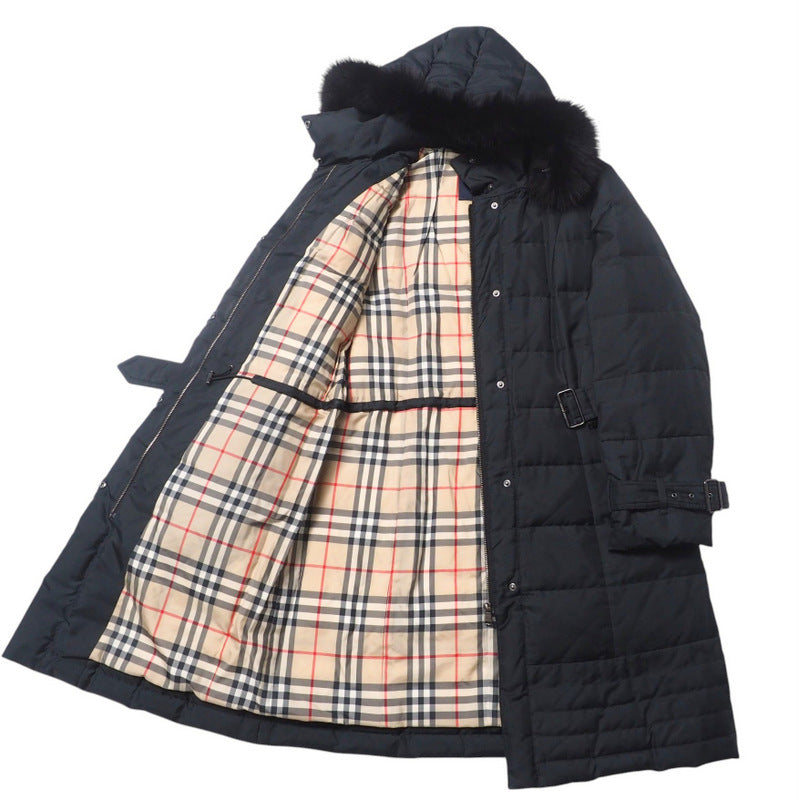 BURBERRY coat polyester black Women 44 Used Authentic