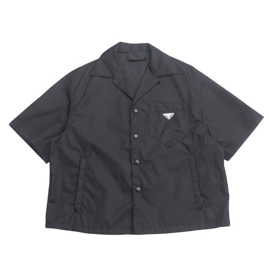 PRADA Short sleeve shirt SC449 S182 1WQ8 Nylon black mens M(180/96A) Used Authentic