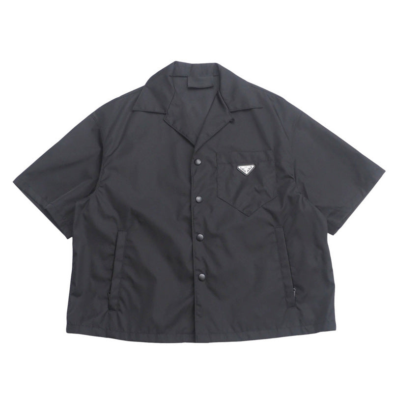 PRADA Short sleeve shirt SC449 S182 1WQ8 Nylon black mens M(180/96A) Used Authentic