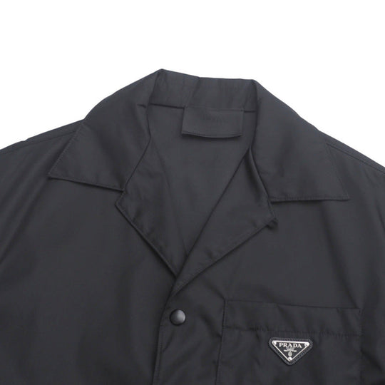 PRADA Short sleeve shirt SC449 S182 1WQ8 Nylon black mens M(180/96A) Used Authentic