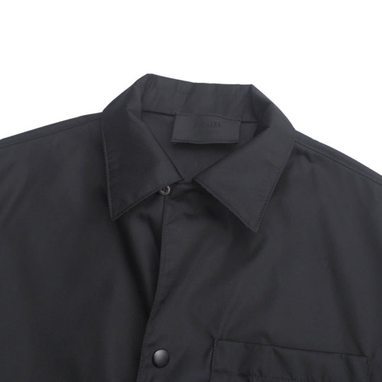 PRADA Short sleeve shirt SC449 S182 1WQ8 Nylon black mens M(180/96A) Used Authentic