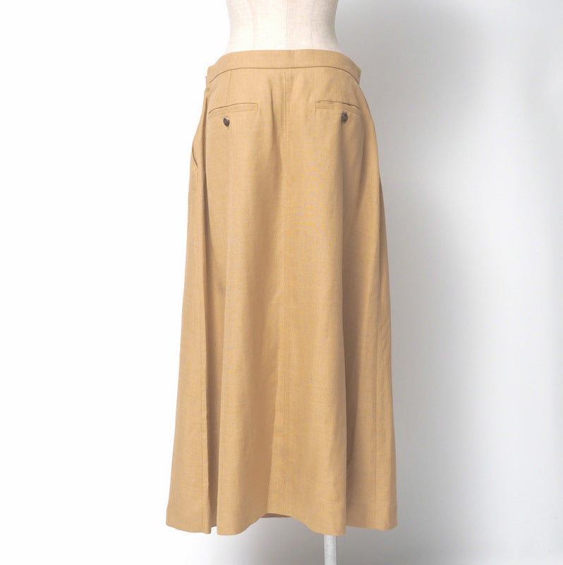 GUCCI skirt 691800 86% rayon, 14% linen Ocher system Women 44 Used Authentic