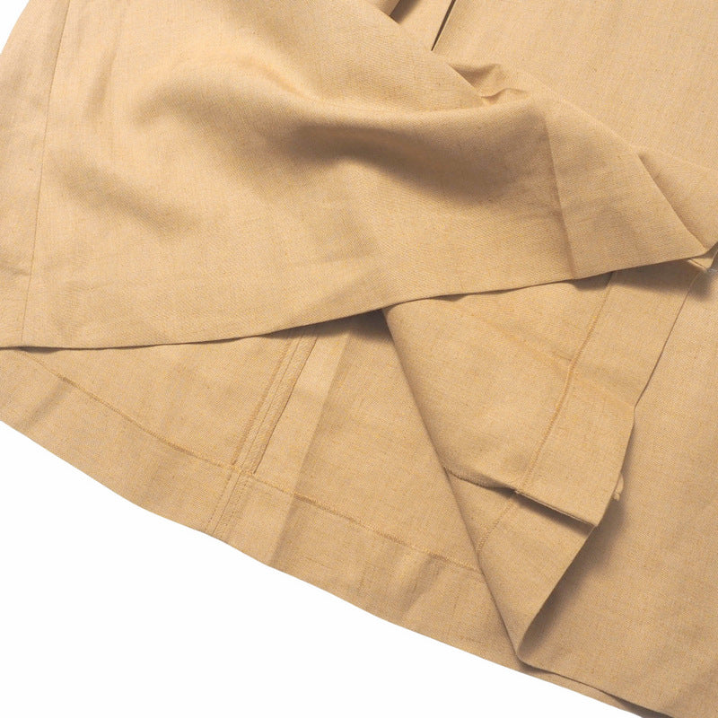 GUCCI skirt 691800 86% rayon, 14% linen Ocher system Women 44 Used Authentic