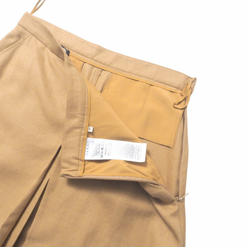 GUCCI skirt 691800 86% rayon, 14% linen Ocher system Women 44 Used Authentic