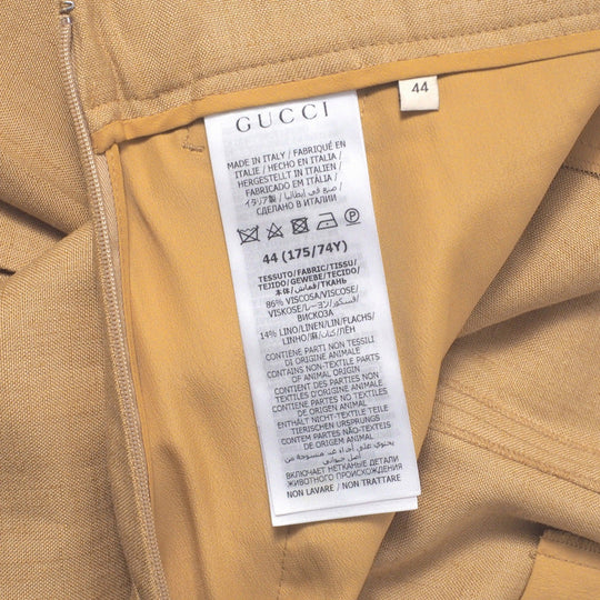 GUCCI skirt 691800 86% rayon, 14% linen Ocher system Women 44 Used Authentic
