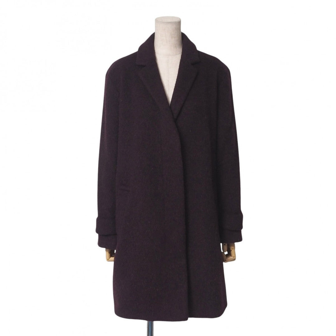BURBERRY coat B1B41-870-18 74% wool, 10% alpaca, 9% mohair, 7% nylon Bordeaux Women 38 Used Authentic