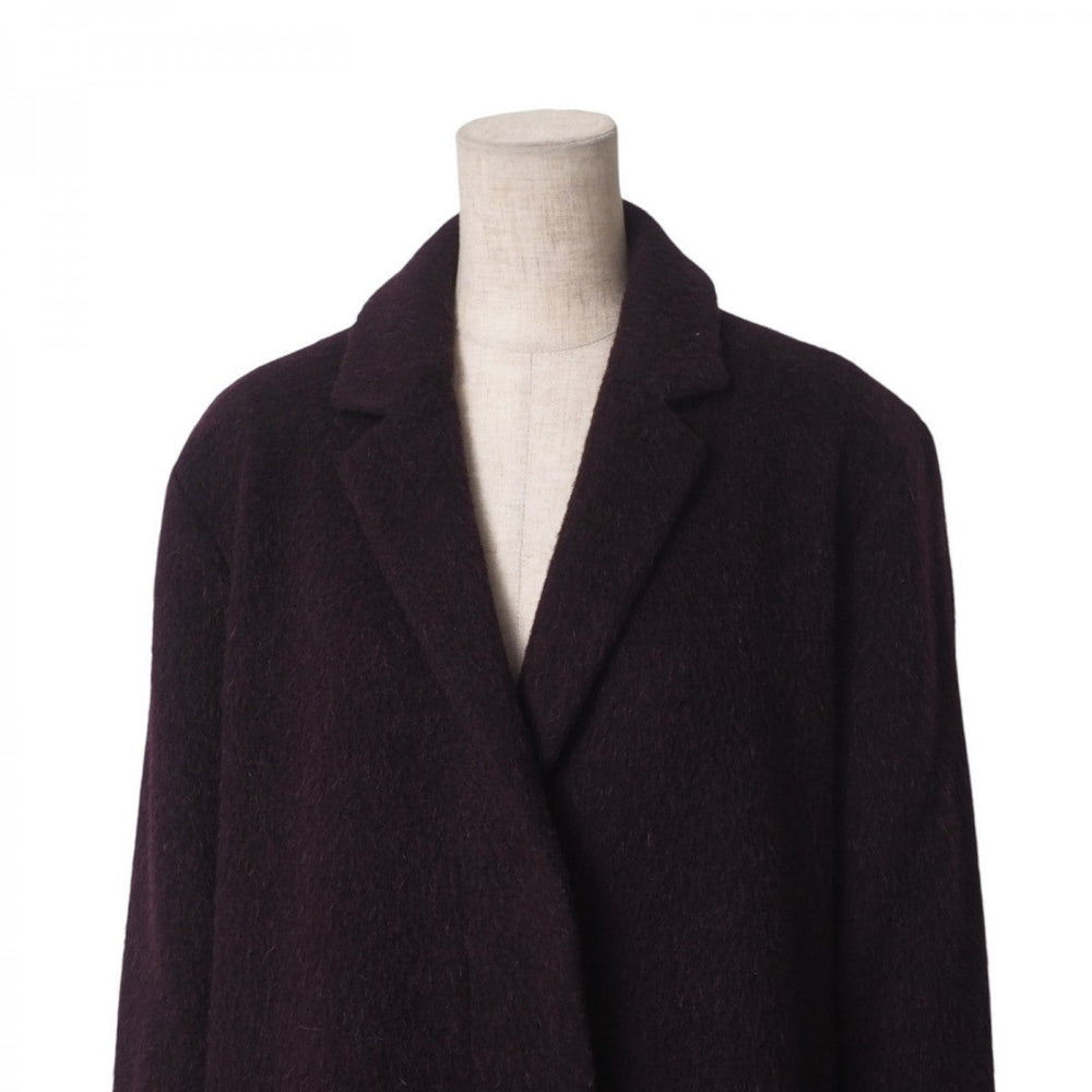 BURBERRY coat B1B41-870-18 74% wool, 10% alpaca, 9% mohair, 7% nylon Bordeaux Women 38 Used Authentic
