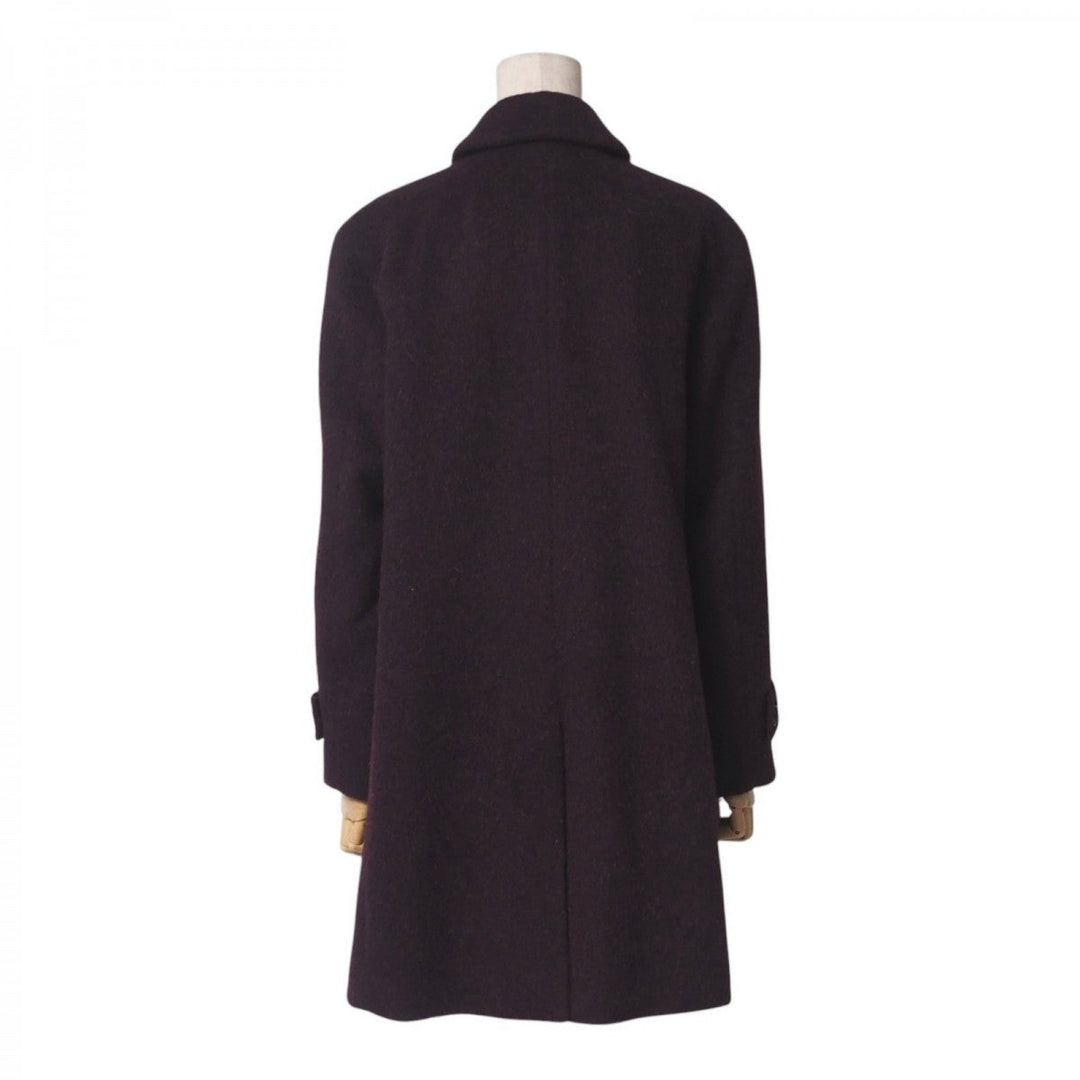 BURBERRY coat B1B41-870-18 74% wool, 10% alpaca, 9% mohair, 7% nylon Bordeaux Women 38 Used Authentic