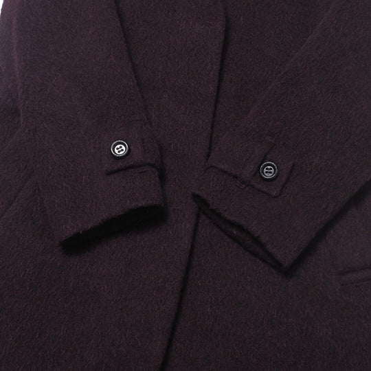 BURBERRY coat B1B41-870-18 74% wool, 10% alpaca, 9% mohair, 7% nylon Bordeaux Women 38 Used Authentic
