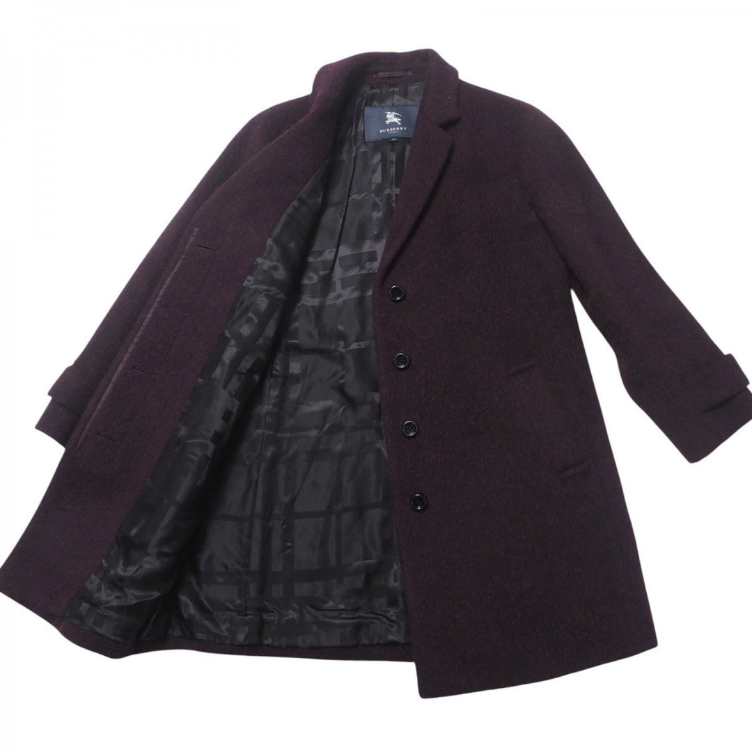 BURBERRY coat B1B41-870-18 74% wool, 10% alpaca, 9% mohair, 7% nylon Bordeaux Women 38 Used Authentic