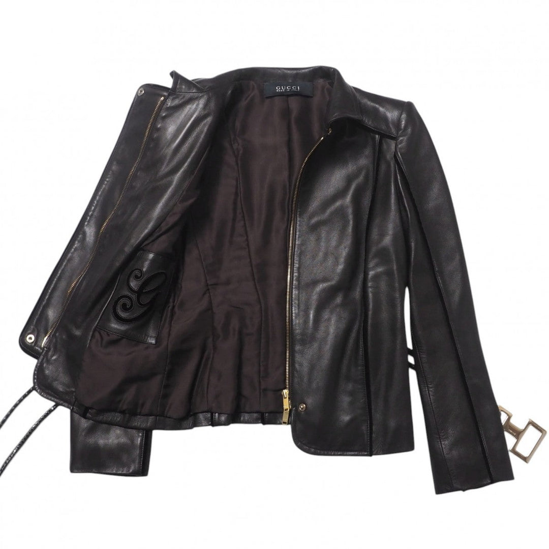 GUCCI Jacket 136350.XM216 Cowhide Brown Women 38 Used Authentic